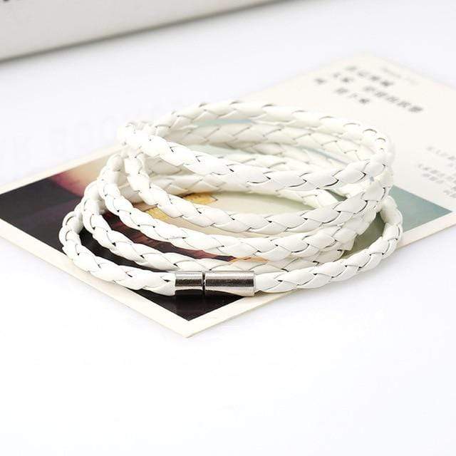 cambioprcaribe White Braided Macrame Layered Bracelets