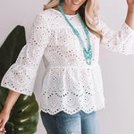 Nada 3/4 Flare Sleeve Lace Blouses