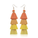 cambioprcaribe Yellow Multilayer Bohemian Tassel Earrings