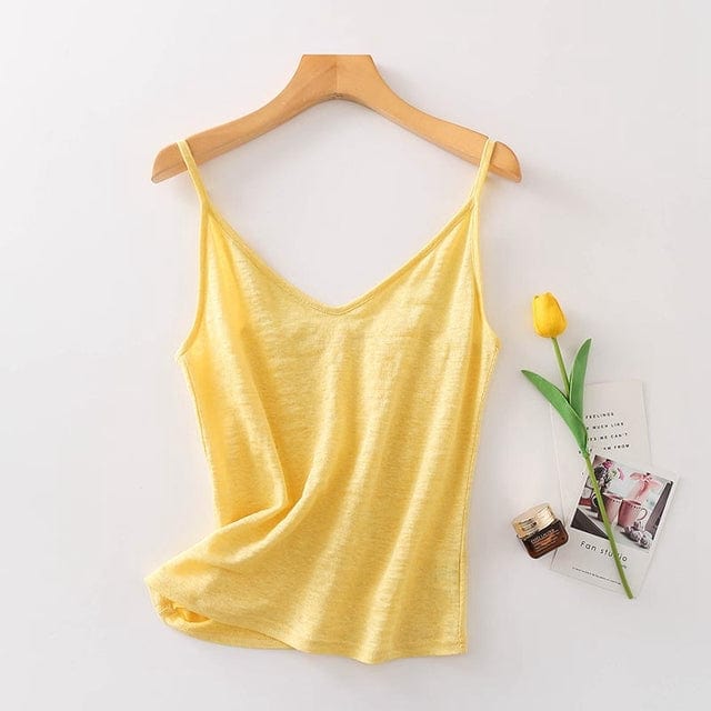 cambioprcaribe yellow / XXL Natasha silk linen Tank Top