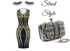 black n gold clutch look book