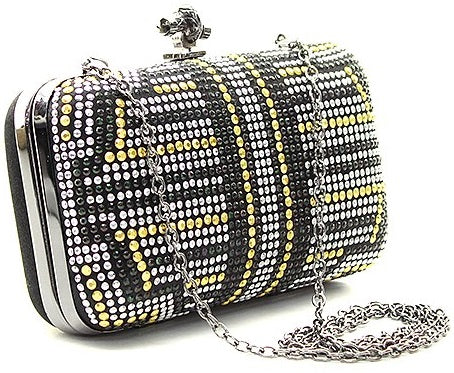 rhinestone clutch in black