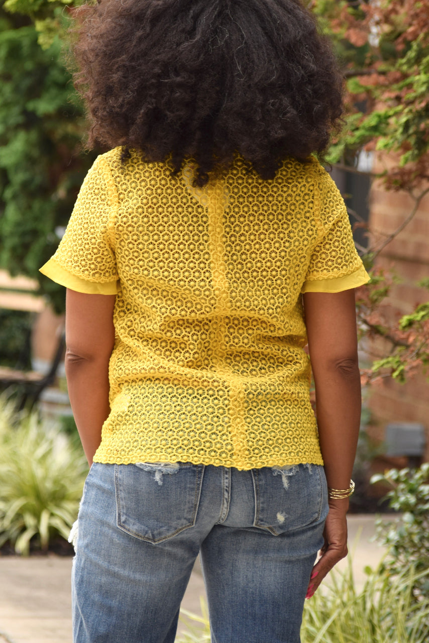 Embroidered Mesh Top