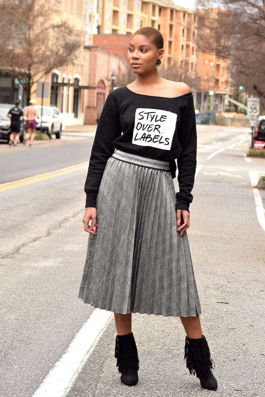 Plaid Pleated Midi Skirt