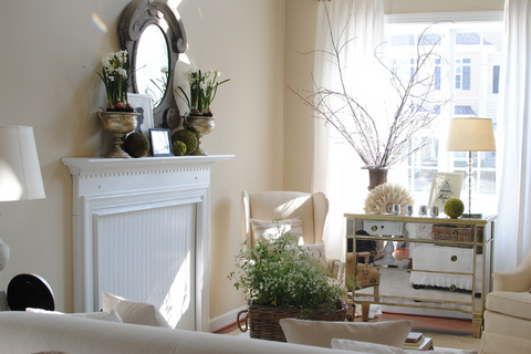 Mirrored drawer in the living room