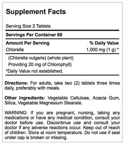 Puritan's Pride Natural Chlorella 500 mg / 120 Tablets / Item #003592