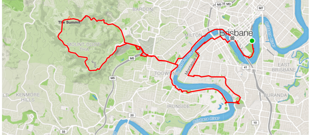 Bike Routes Livelo Brisbane Congress Ride - River Loop + Mt Coot-tha