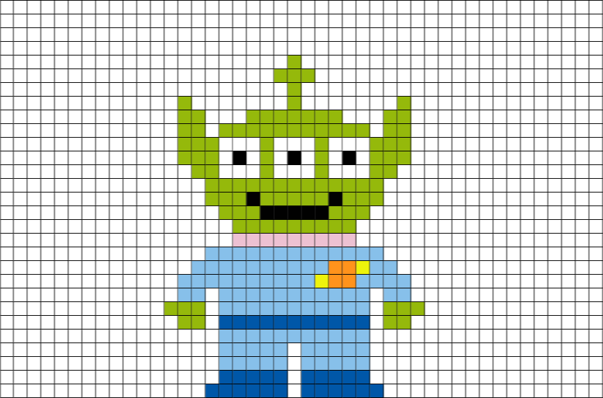 Alien Toy Story Pixel Art Brik