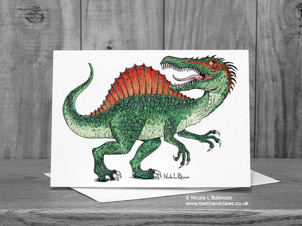 Spinosaurus Dinosaur Greeting Card © Nicola L Robinson  | Teeth and Claws