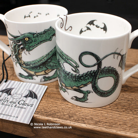 Dragon Mug Dragon Gifts UK by Nicola L Robinson www.teethandclaws.co.uk English Fine Bone China Dragon Mugs