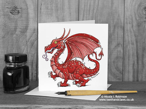 Welsh Dragon Card © Nicola L Robinson | Teeth and Claws