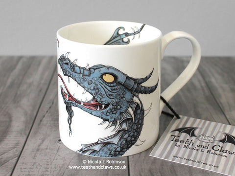 Blue dragon mug © Nicola L Robinson | Teeth and Claws