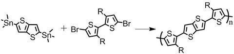 pbttt synthesis with 2,5-bis(trimethylstannyl)thieno[3,2-b]thiophene and 5,5'-dibromo-4,4'-didodecyl-2,2'-bithiophene or 5,5'-dibromo-4,4'-dihexadecyl-2,2'-bithiophene or 5,5'-dibromo-4,4'-ditetradecyl-2,2'-bithiophene