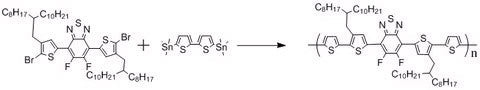 pce11-pffbt4t-2od-synthesis 4,7-bis(5-bromo-4-(2-octyldodecyl)thiophen-2-yl)-5,6-difluorobenzo[c][1,2,5]-thiadiazole with 2,5-bis(trimethylstannyl)thieno[3,2-b]thiophene