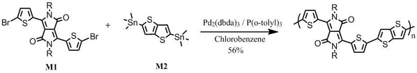 DPP-DTT synthesis procedure - reaction of M1 and M2 to achieve DPP-DTT