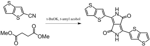 Synthesis of 3,6-bis(thieno[3,2-b]thiophen-5-yl)-2,5-bispyrrolo[3,4-c]pyrrole-1,4(2H,5H)-dione with Thieno[3,2-b]thiophene-2-carbonitrile as starting material