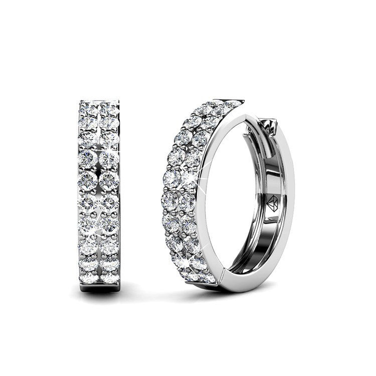 18k White Gold Swarovski Hoop Earrings 