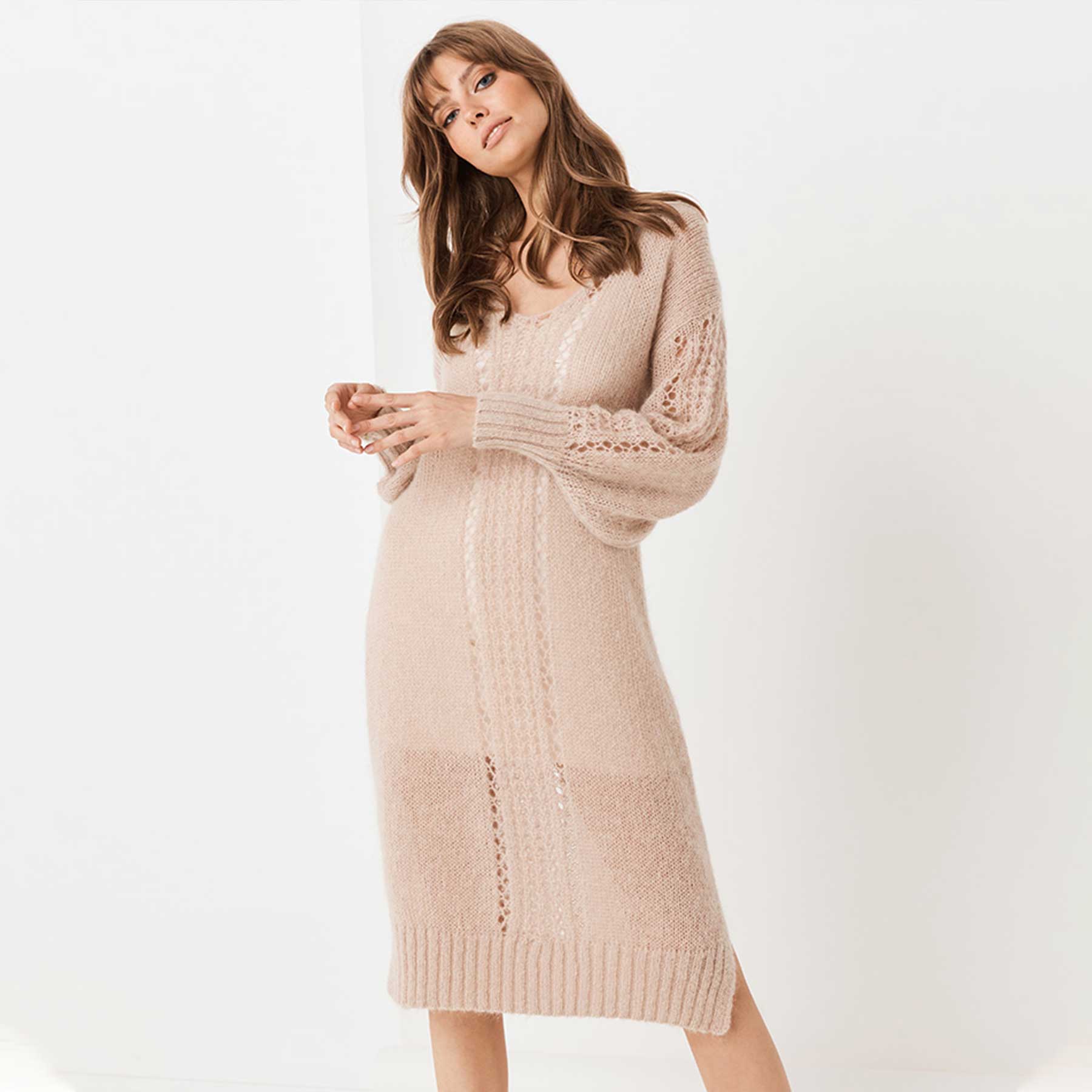 knit midi dresses with sleeves