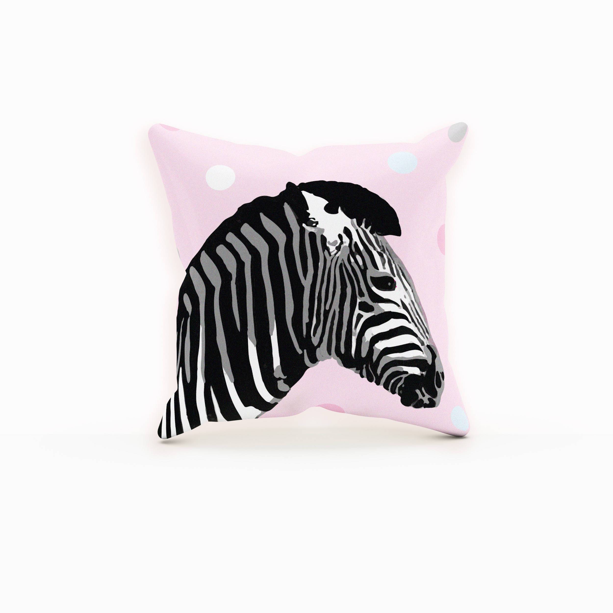 Zebra Pillow, Pink Throw Pillow, Decorative Pillow Covers, Zoo Animals