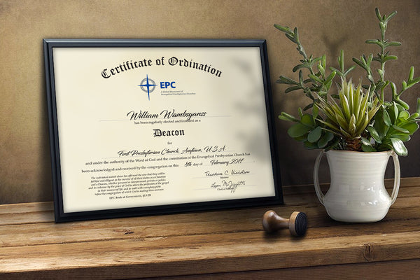 Certificate of Ordination for Deacon EPC Resources