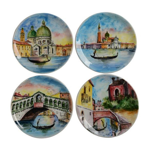 Veneto appetizer plates with scenes of venice