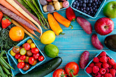 colorful fruits and veggies.