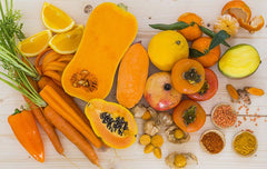 Orange fruits and veggies