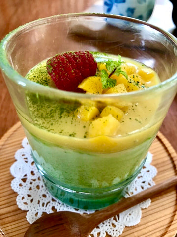 Matcha Panna Cotta With Mango