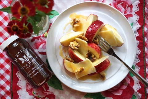 Apples with Cheddar, Walnuts and Cranberry Blossom Honey