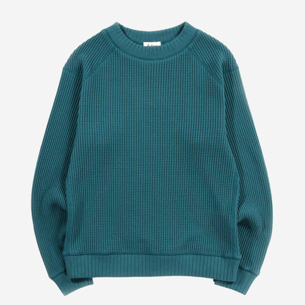 Big Waffle Mid-Neck Sweater - Deep Aqua