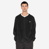Fleece Collarless Jacket - Black