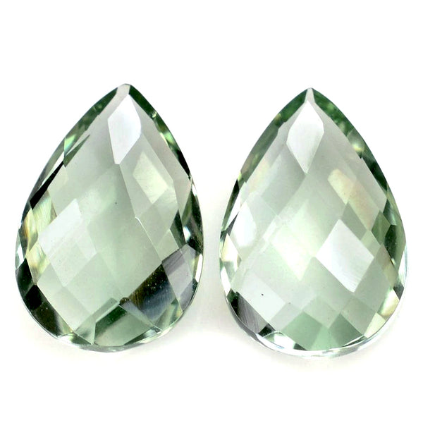 GREEN AMETHYST 16 x 12 MM PEAR BRIOLETTE CUT CHECKERBOARD TOP AAA ALL NATURAL 