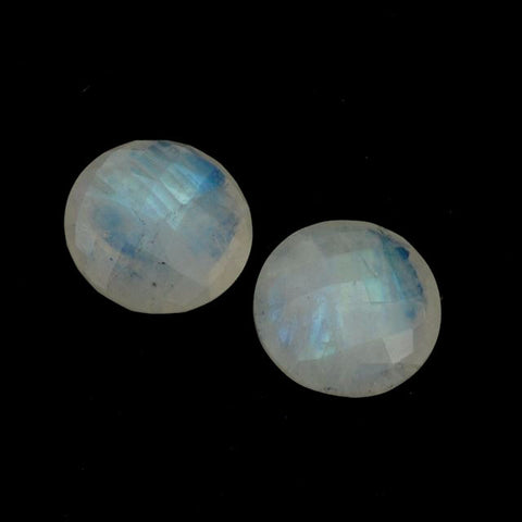Natural rainbow moonstone round briolette checkerboard 10mm jewel