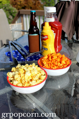 Ranch Popcorn and Cheddar Hot Pop Popcorn for a BBQ