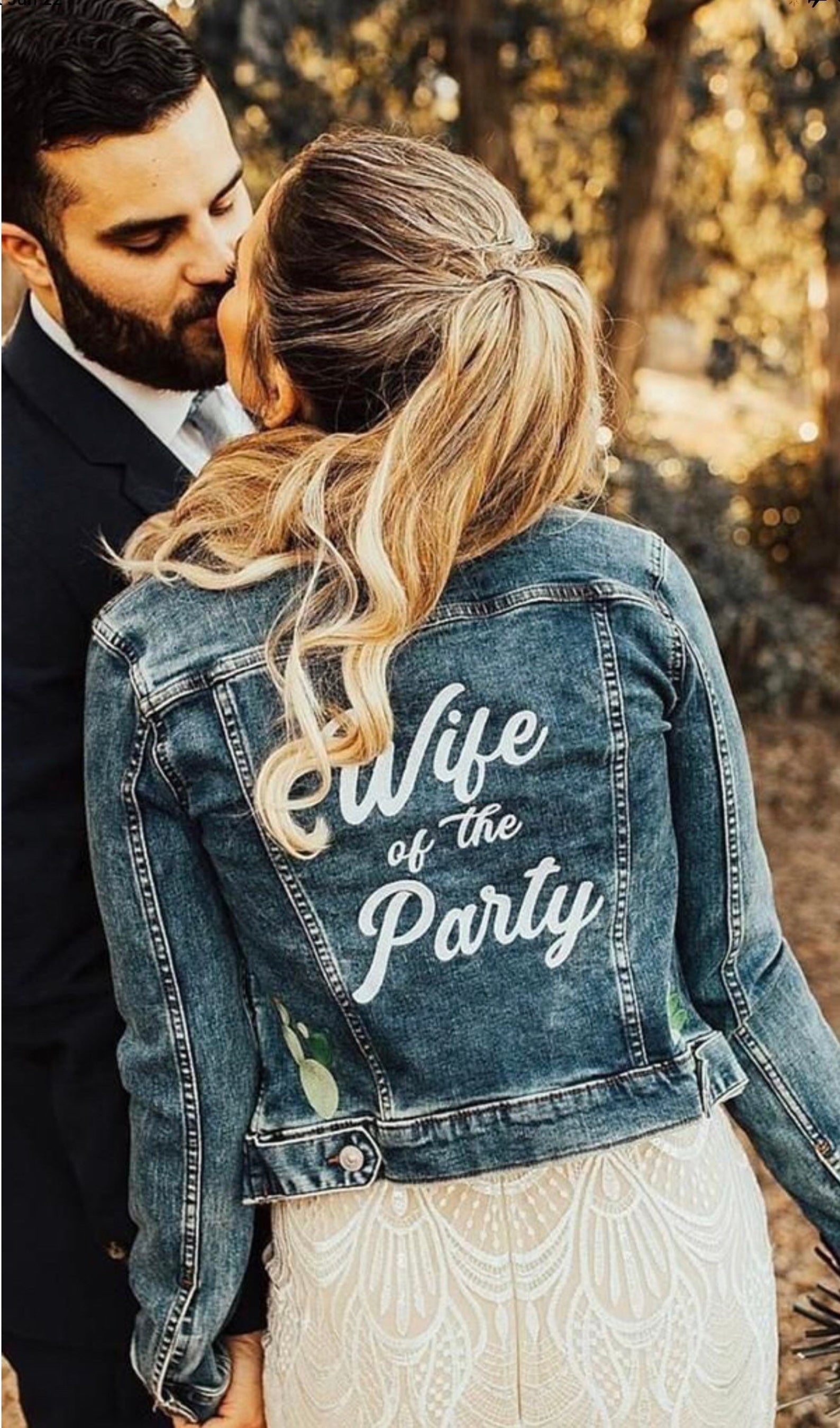 Wife of the Party Jacket - Bride Jean Jacket - Mrs Jacket