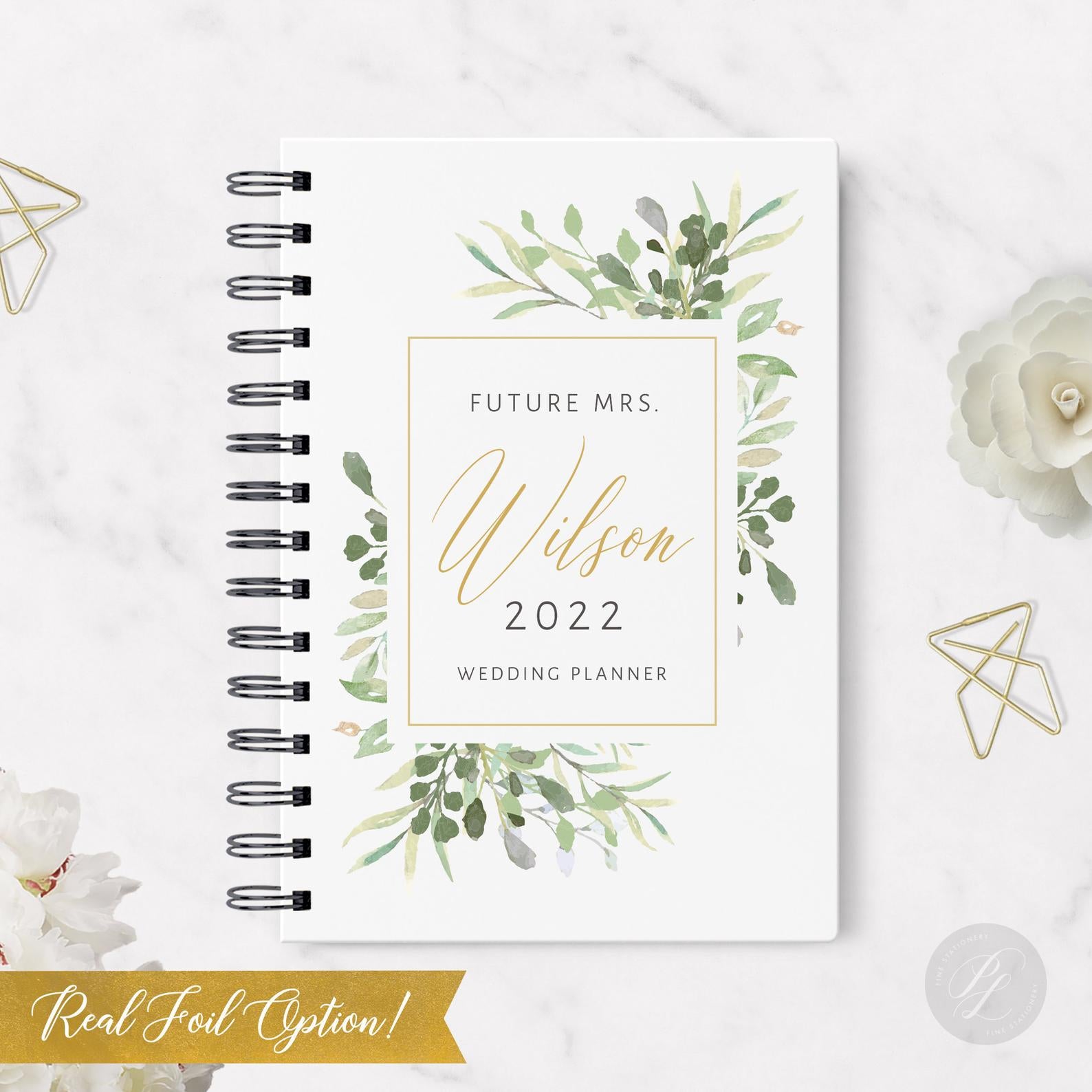 Greenery Wedding Planner - Rustic Wedding Planner - Gold Foil Wedding Planner