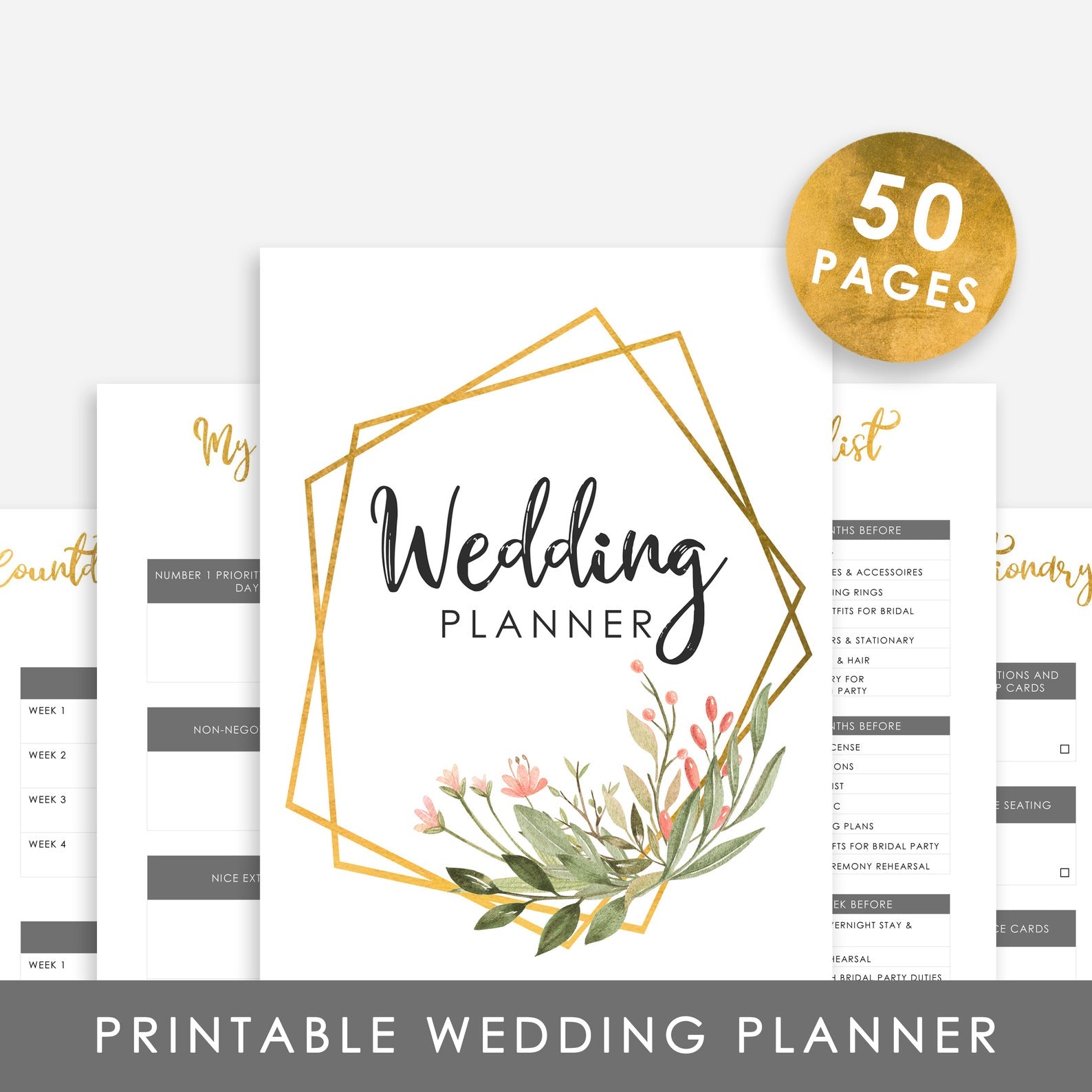 Printable Wedding Planner - Digital Wedding Planner - Boho Wedding Planner