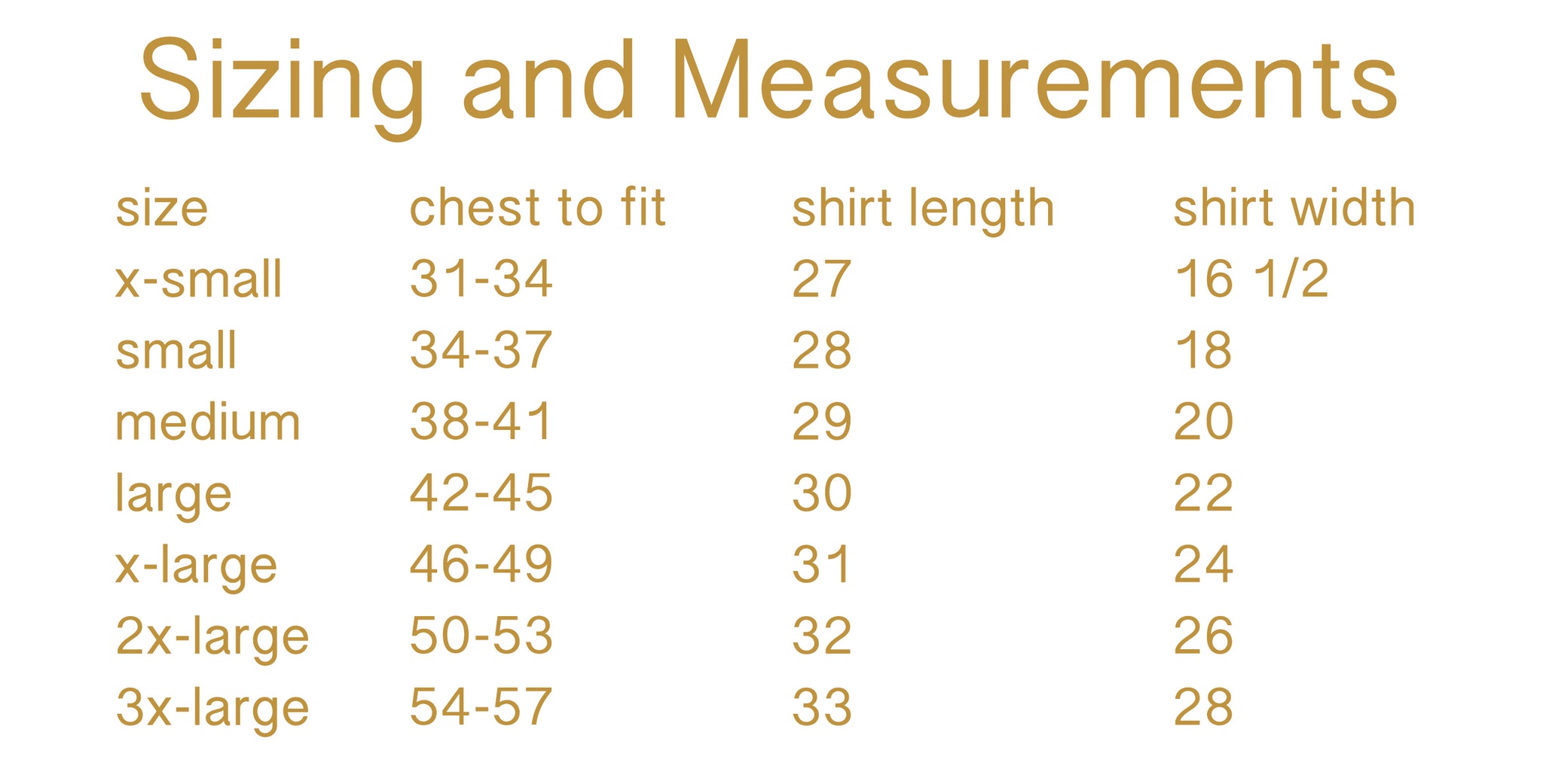 Unisex Tee Sizing Guide - Pretty Collected