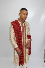 Red and Gold Sherwani King