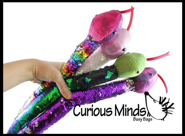Sequin Glitzies Snake Reversible colour changing Plush toy Choice of colours 
