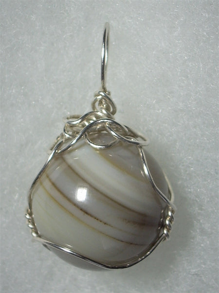 Banded Agate Wire Wrapped Pendant 925 Sterling Silver Pendant Wire Wrapped Handmade Silver Gemstone Jewelry Agate Pendant For Necklace