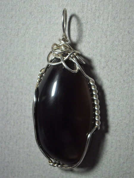 Silver Wire Wrapped Apache Tear Stone Necklace