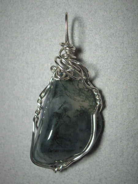 925K Silver Pendant With Moss Agate