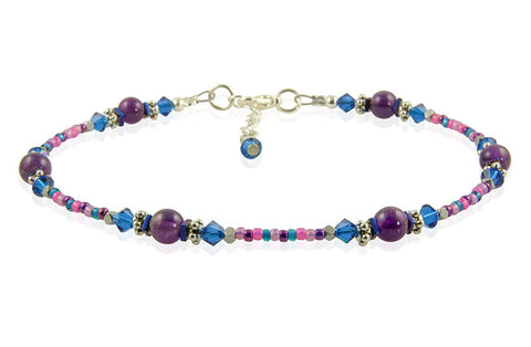 cobalt blue amethyst beaded anklet