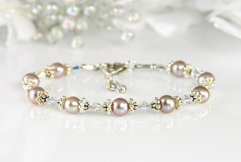 mauve freshwater pearl bracelet
