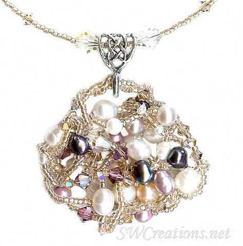 crystal pearl bead art pendant
