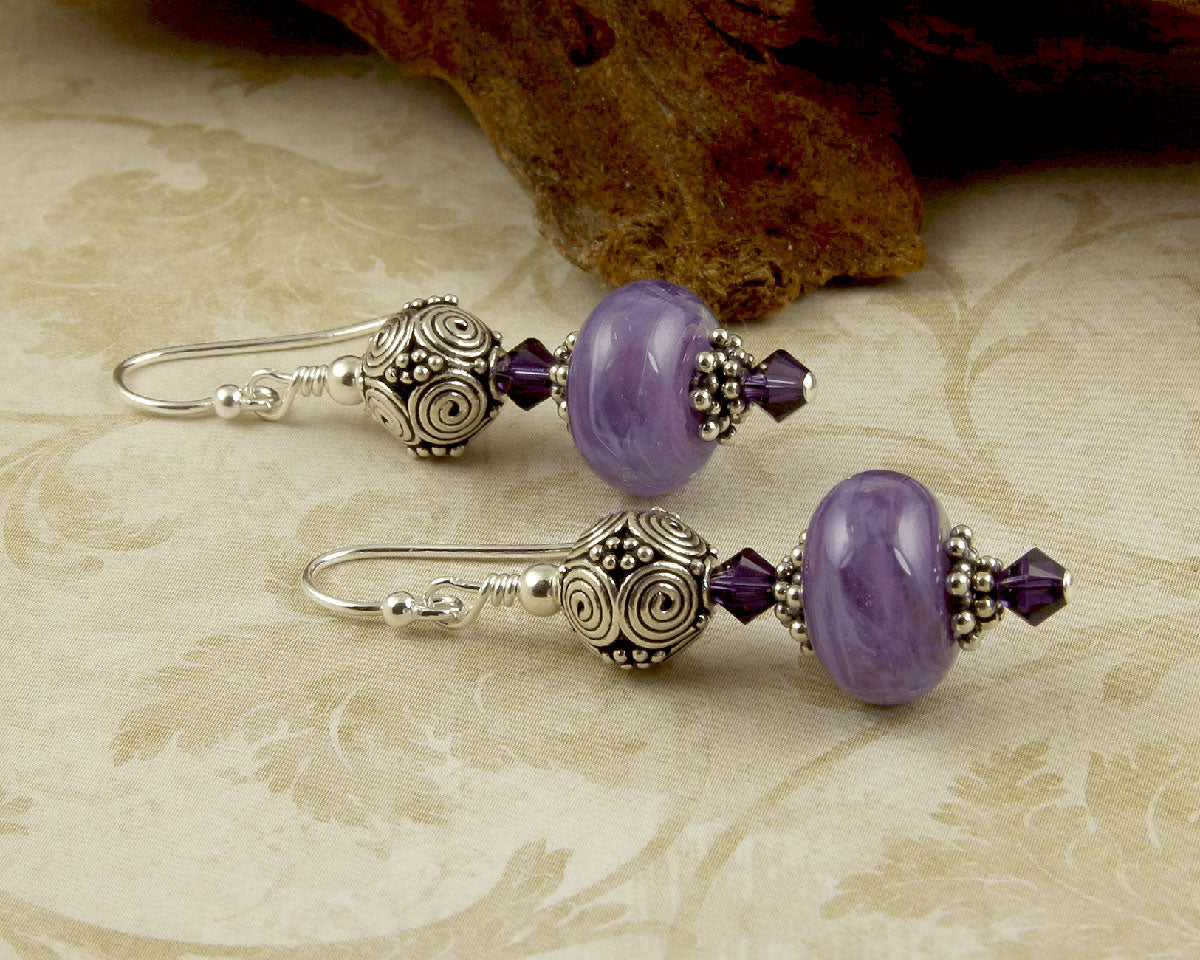 purple lampwork earrings