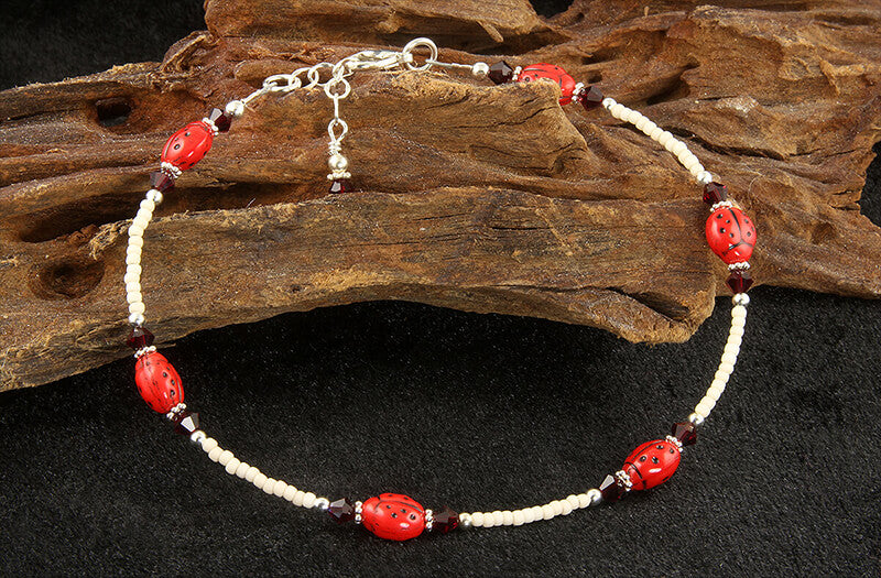 red ladybug anklet