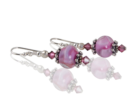 pink lampwork earrings