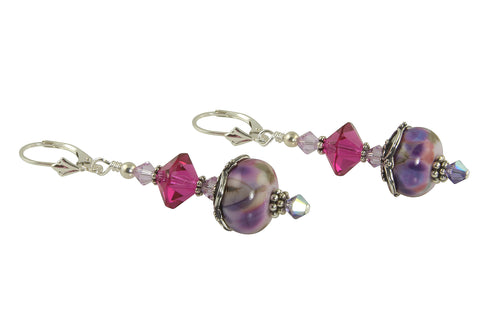 Purple Lampwork Beaded Earrings